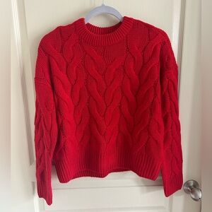 Red Cable Knit Sweater Size S